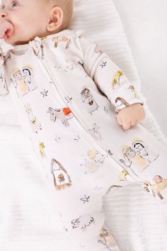 Away in a Manger Christmas PJ Footless Onesie Cotton Manger Christmas, Ruth And Naomi, Jesus In A Manger, The Three Kings, Adult Bedding, Christmas Pj, Christmas Wear, Matching Baby, Three Kings