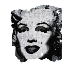 marilyn monroe's face in black and white with stars on the forehead, as well as her lips