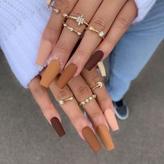 Unghie Sfumate, Brown Nails Design, Fall Gel Nails, Thanksgiving Nails, Nail Swag, Acrylic Nails Coffin Short