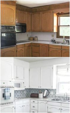 before and after pictures of a kitchen remodel