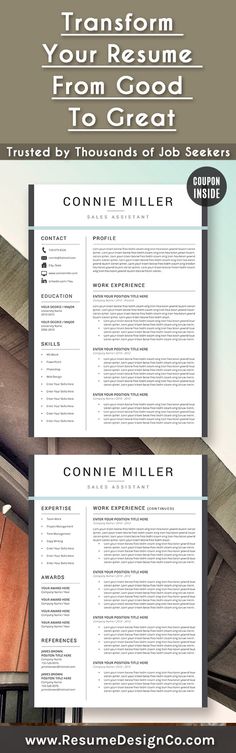 two resume templates, one with the same cover letter