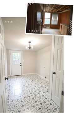 before and after photos of an empty room