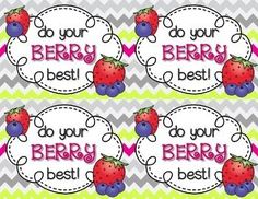 four tags with berries on them and the words do your berry best written in pink