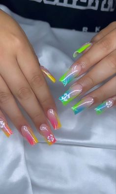 Nail Inspiration For Vacation, Cute Nail Ideas For Vacation, Nail Inspo Crazy Designs, Habisquis Nails, Nails For Puerto Rico Trip, Nails For Jamaica Vacation, Summer Nail Inspo 2024 Square, Red Vacation Nails, Crazy Nail Art Unique