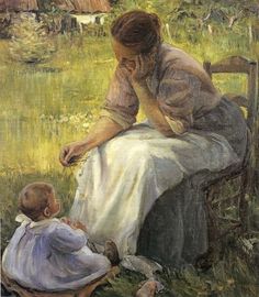 a woman sitting next to a child on top of a grass covered field with the words lacrimas written in spanish