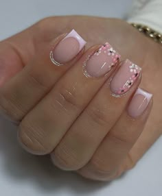 French Tip Designed Nails, Short Gel Nails Birthday, Short Nail Designs Girly, Nail Inspo Short Natural Nails, Prom Nails Gel Short, Easter Nails Short Square, Biab Nails Spring, Biab Spring Nails, Neutral Biab Nails