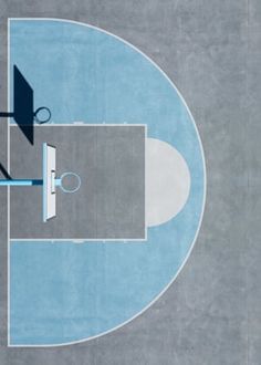 an overhead view of a basketball court with a hoop