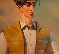 an animated image of a man in a vest