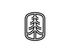 a black and white logo with trees on it