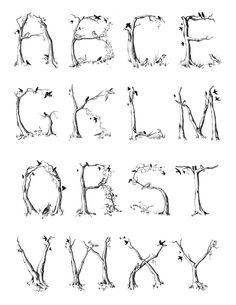 the letters are made up of trees and branches