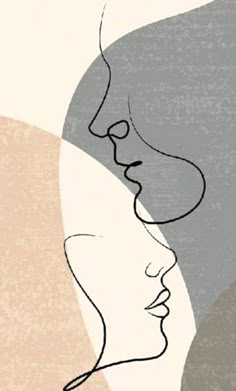 an abstract drawing of two people's faces