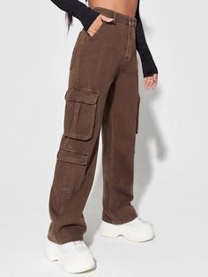 Flap Pocket Cargo Jeans, Brown Cargo Pants, Cute Pants, Jeans Cargo, Green Cargo, Cargo Jeans