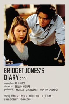 a movie poster for the film bridget jones's diary, featuring a man and woman