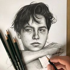 a pencil drawing of a man's face