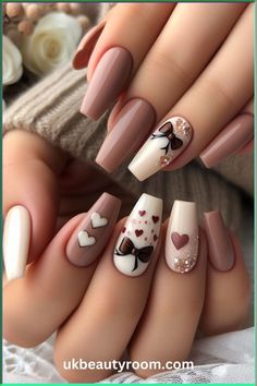 Diy Valentine's Nails, Pink White Nails, Pink Nail Colors, Bunny Nails, Easter Nail Art, Valentine Nail Art, Romantic Nails, Nail Art For Beginners