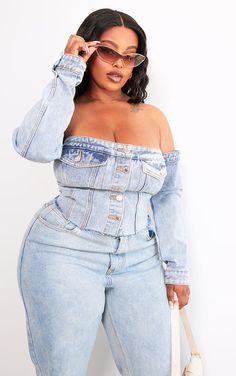 Plus Size Corset Tops | PrettyLittleThing Halter Neck Designs, Demi Outfits, Corset With Jeans, Plus Size Shift Dress, Plus Size Corset Tops, Corset Plus Size, Leslie Sidora, 44th Birthday, Plus Size Jumpers