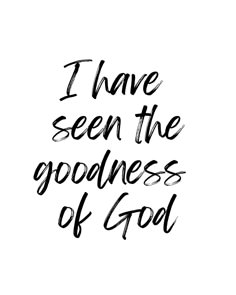 the words i have seen the goodness of god in black ink on a white background