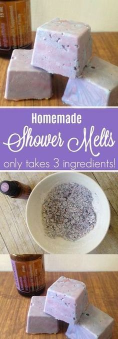 homemade shower melts that are made with only 3 ingredients and ready to be used in the bathroom