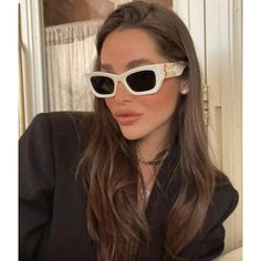 Brand New Miu Miu Mu09ws Sunglasses In White. Featuring A White Acetate Frame With Dark Grey Lenses. Gold Large Miu Miu Detailing On Temples. Size 53-22-135. 100% Authentic And Unworn. Made In Italy. Box, Case, Cloth And Paperwork Included. Retail Price $514. Small Sunglasses, Miu Miu Sunglasses, Summer Sunglasses, Grey Lenses, Colored Sunglasses, Style Profile, Pin It, Designer Sunglasses, Fashion Sunglasses