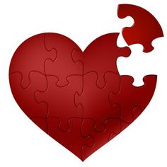 a heart shaped puzzle piece with missing pieces