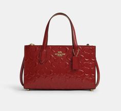 #ad Premium NWT Coach Nina Small Tote Bag In Signature Leather in Red CV400, Fashion Bags Canvas Leather Tote Bag, Canvas Leather Tote, Coach Tote Bags, Barrel Bag, Small Tote Bag, Leather Shoulder Handbags, Fancy Bags, Tote Bag Purse, Small Tote