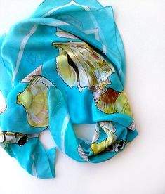 Square silk scarf paint by hand. Silk scarf painted. Blue scarf handpainted. Seashells scarf square. Mothers Day gift idea, Gift Mum, gift for granny Aqua ocean colored scarf with seashells. Summer silk scarf. Handpainted scarves. Woman fashion scarf. Mother's Day gifts ♥measurements of the scarf is 35 by 35 inches =90 by 90 cm ♥ Restocked crepe de chine scarf. Please, note that photos 1-6 are on the restocked scarf! ♥MADE TO ORDER LISTING ♣I never use stencils or guides.All my scarves are one o Elegant Blue Silk Scarf For Beach, Artistic Beach Scarves For Summer, Artistic Summer Beach Scarves, Hand Painted Blue Silk Scarf For Summer, Hand Painted Blue Silk Scarf For Gift, Artsy Blue Silk Scarf As Gift, Blue Silk Scarf As Summer Gift, Blue Silk Scarf For Summer Gift, Artsy Blue Silk Scarf Gift