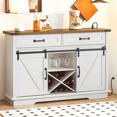 a white cabinet with wine glasses in it