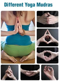 a woman doing yoga poses with her hands in the shape of a heart on top