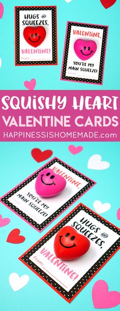 valentine's day cards with hearts on them and the words squissy heart valentine cards