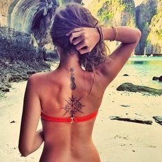 160+ Most Fascinating Compass Tattoo Designs & Meanings awesome Backpiece Tattoo, Sak Yant Tattoo, Amazing Tattoos, Thai Tattoo, Back Tattoos