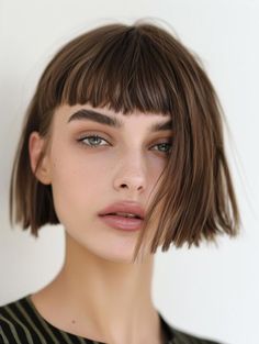 Stylish Bob Hairstyles with Bangs for a Trendy Update Short Bangs Bob, Straight Bobs, Hair Chop, Bobbed Hairstyles With Fringe, Interesting Hair, Ideas Short Hair, Bob Haircut Ideas, Curly Pixie Haircuts, Haircut Inspo