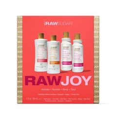 It's the most wonderful gift of the year! Bring cheer to skin and oomph to hair thanks to these clean, good-for-you ingredients and nourishing formulas. This must-have holiday gift set for adults includes our unisex Raw Coconut + Mango Body Wash, Moisture Loving Watermelon + Fresh Mint Body Wash, and the Volume Revive Shampoo and Conditioner. Raw Sugar products are made from Cold Pressed ingredients, a specialized hydraulic process that gently extracts vitamins, minerals, and enzymes from fresh Mango Body Wash, Mint Body Wash, Caress Body Wash, Volume Shampoo, Sugar Love, Joy Gifts, Raw Coconut, Raw Sugar, Organic Bath Products