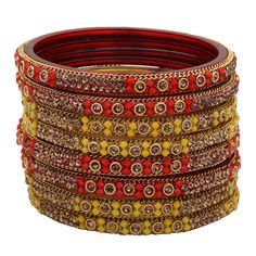 Smart Buys! Sukriti Handcrafted Glossy Zircon Crystal Glass Red-Yellow Bangles Combo for Women – Set of 8 starting from ₹340.00 See more. 🤓