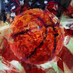 an abstract painting of a basketball ball