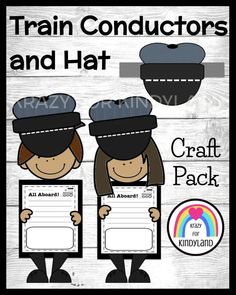 the train conductor and hat craft pack for kids to use in their classroom or homeschool