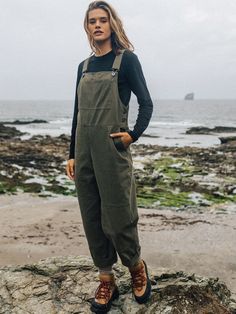 Dungarees Women, Beautiful Jumpsuits, Khaki Colour, Knee Patches, Green Jumpsuit, Work Wear Women, Dungarees, Travel Vacation, Pocket Detail