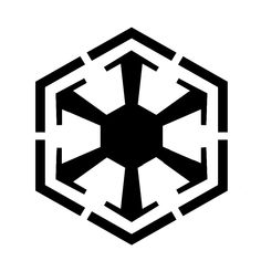 the star wars symbol is shown in black and white, with an inverted design on it