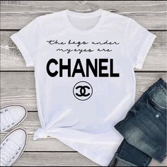 Super Cute Women’s Tee Shirt Custom Made Can Also Be Done With Black Tee And White Letters Chanel T Shirt, Cute Outfits With Leggings, Custom Tee Shirts, Custom Tee, Cute Shirt Designs, Funny Tee Shirts, Gorgeous Clothes, Unique Shirt, Cute Swag Outfits