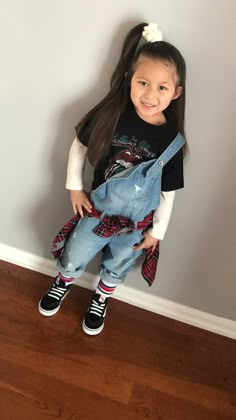 90s Fashion Overalls Outfits, Kids 90s Outfit Ideas Girls Diy, Decades Day Spirit Week Kids, 80s Toddler Outfit Ideas, Kids Decade Day Outfits, 80s Outfits For Kids, 90s Toddler Outfit, Overalls 90s Outfit, 90s Day At School