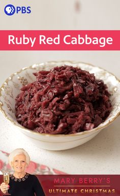 the cover of ruby red cabbage is shown with a woman holding a wine glass in front of it