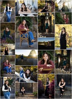 a collage of women posing for pictures in their backyards and on the steps