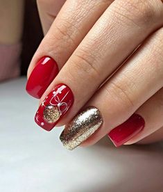 Red Christmas Nails, Christmas Gel Nails, Christmas Nails Acrylic, New Year's Nails, Xmas Nails, Nail Polishes