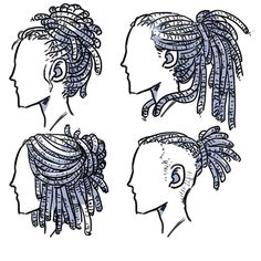 three women with braids on their heads and one has an earpiece in her hair