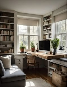 Small Home Library, Minimalist Home Office, Home Office Library, Cozy Home Office, Small Home Offices, Home Library Design, Home Office Ideas