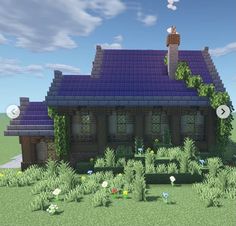 Minecraft Cottage With Greenhouse, Meadow House Minecraft, Fairy Home Minecraft, Minecfrat Houses Aesthetic, Fairy House Minecraft Aesthetic, Minecraft Creator, Cottage House Designs