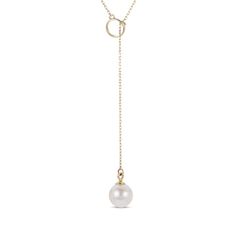 The timeless style of a cultured pearl gets a trendy update in this pretty lariat necklace. Crafted in 10K yellow gold A glistening 8mm freshwater cultured pearl is suspended from a cable chain that threads through a polished loop The 20-inch necklace secures with a lobster clasp Classic Pearl Chain Lariat Necklace, Classic Lariat Necklace With Pearl Chain, Classic Lariat Pearl Necklace With Adjustable Chain, Delicate Pearl Charm Lariat Necklace For Formal Occasions, Minimalist Lariat Pearl Necklace For Formal Occasions, Minimalist Pearl Chain Lariat Necklace For Formal Occasions, Minimalist Pearl Chain Lariat Necklace For Formal Events, Classic Pearl Chain Lariat Necklace For Formal Occasions, Classic Formal Lariat Necklace With Pearl Pendant