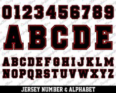 the upper and lower letters are red with black lettering on it, which is also in font