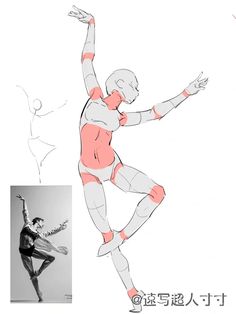 a drawing of a man doing yoga poses in front of an image of the same person