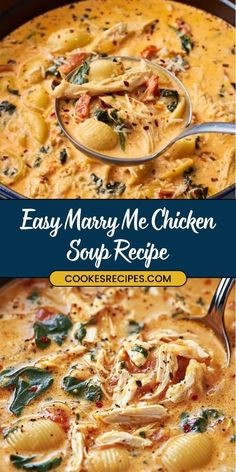 Marry Me Chicken Soup Recipe All Recipes, White Chicken Lasagna Soup With Sundried Tomatoes, Creamy Marry Me Chicken Soup, Creamy Cheesy Chicken Soup, Soup Cook Off Recipes, Easy Creamy Soup Recipes Quick, Chicken Soup Tomato Base, Easy To Make Soup Recipes, Soup With Chicken In It