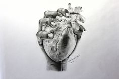 a drawing of a human heart in black and white with the caption, i am not sure what this image is